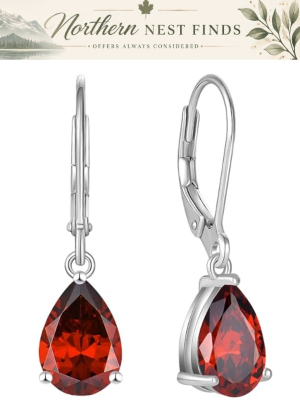 Dangle Drop Birthstone Earrings for Women Solid 925 Sterling Silver